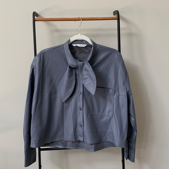 Zara Faux Leather Button Up - Picture 4 of 4